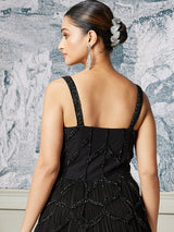 Black sweetheart neck designer suit for party wear