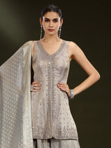 Grey and pink shaded palazzo suit