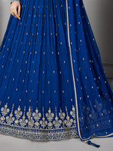 Royal blue pakistani anarkali wedding wear suit