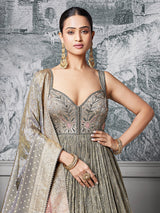 Grey and pink shaded designer suit