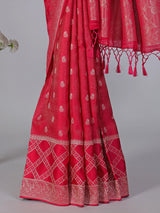 Rani pink zari checks dola silk saree
