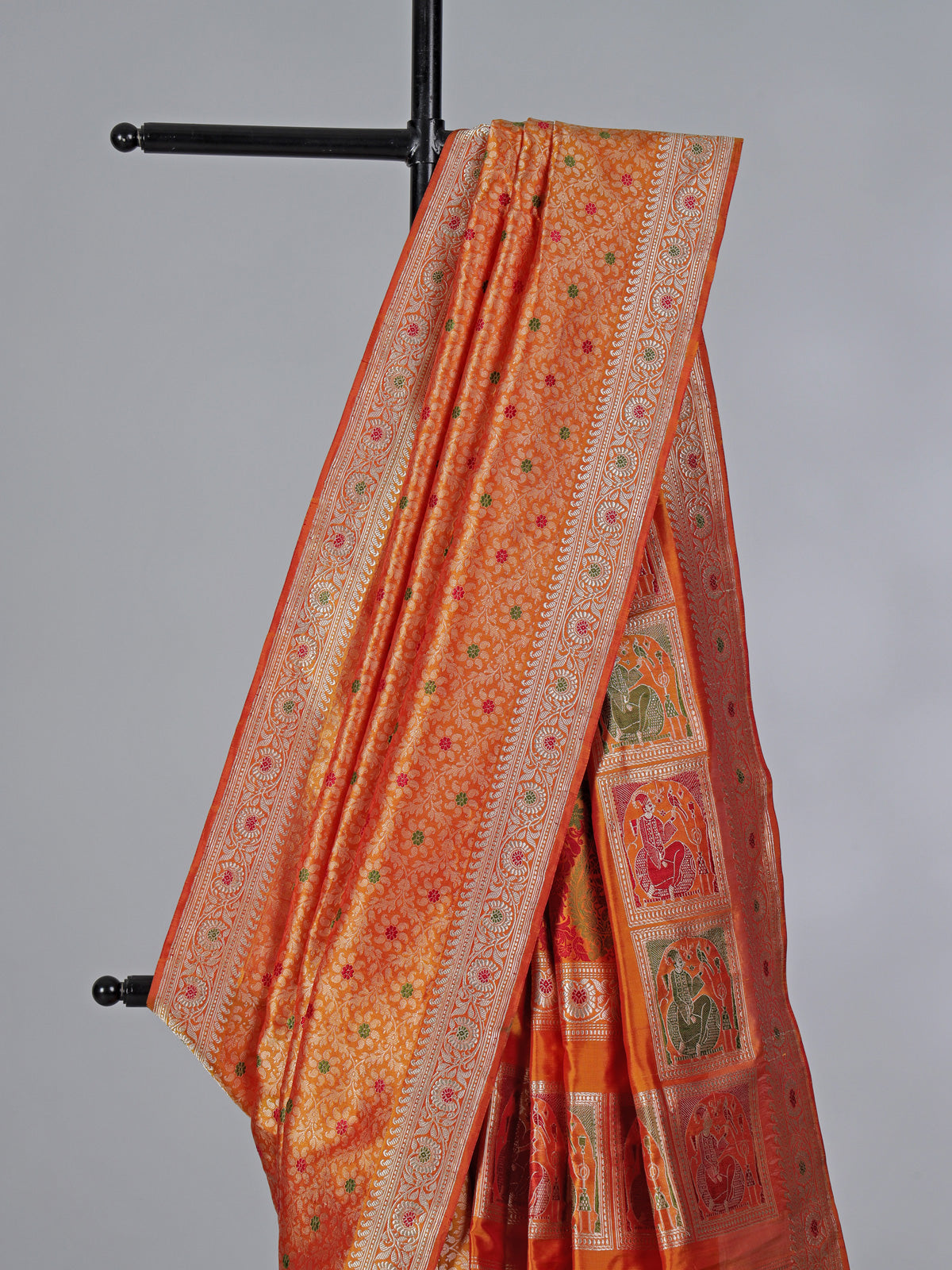 Orange zari banarasi silk saree