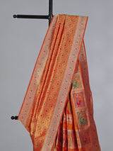 Orange zari banarasi silk saree