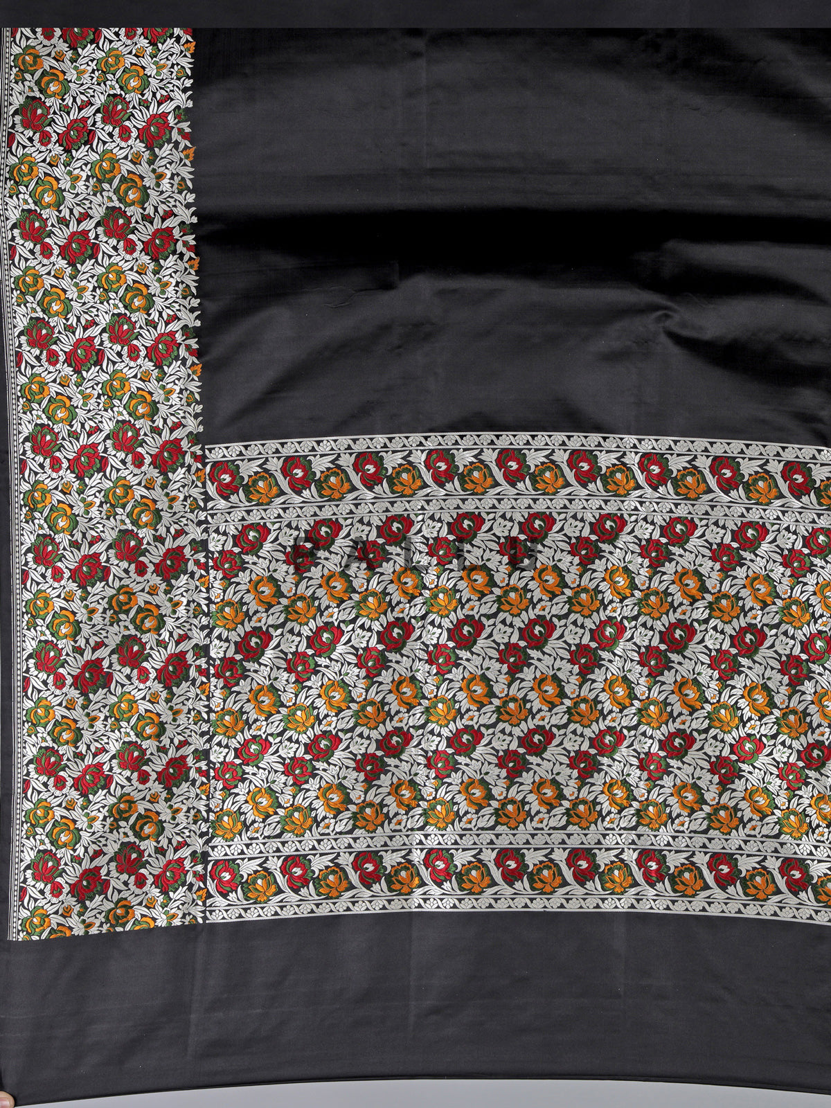 Black embroidered banarasi silk saree