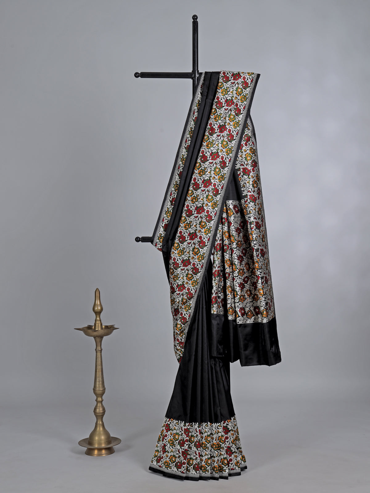 Black embroidered banarasi silk saree