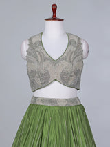 Mehendi green satin silk embellished lehenga choli