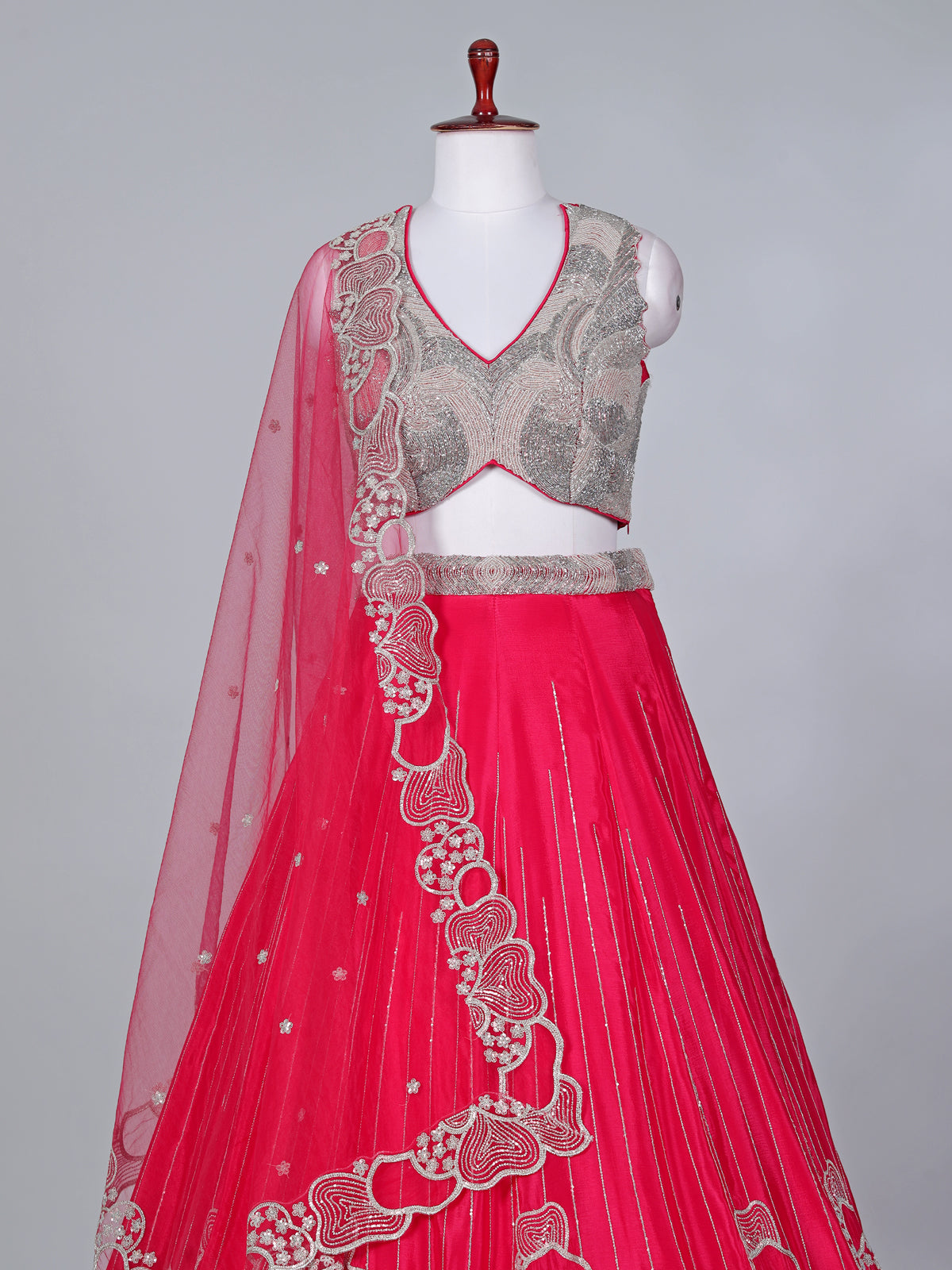 Magenta satin silk designer lehenga choli