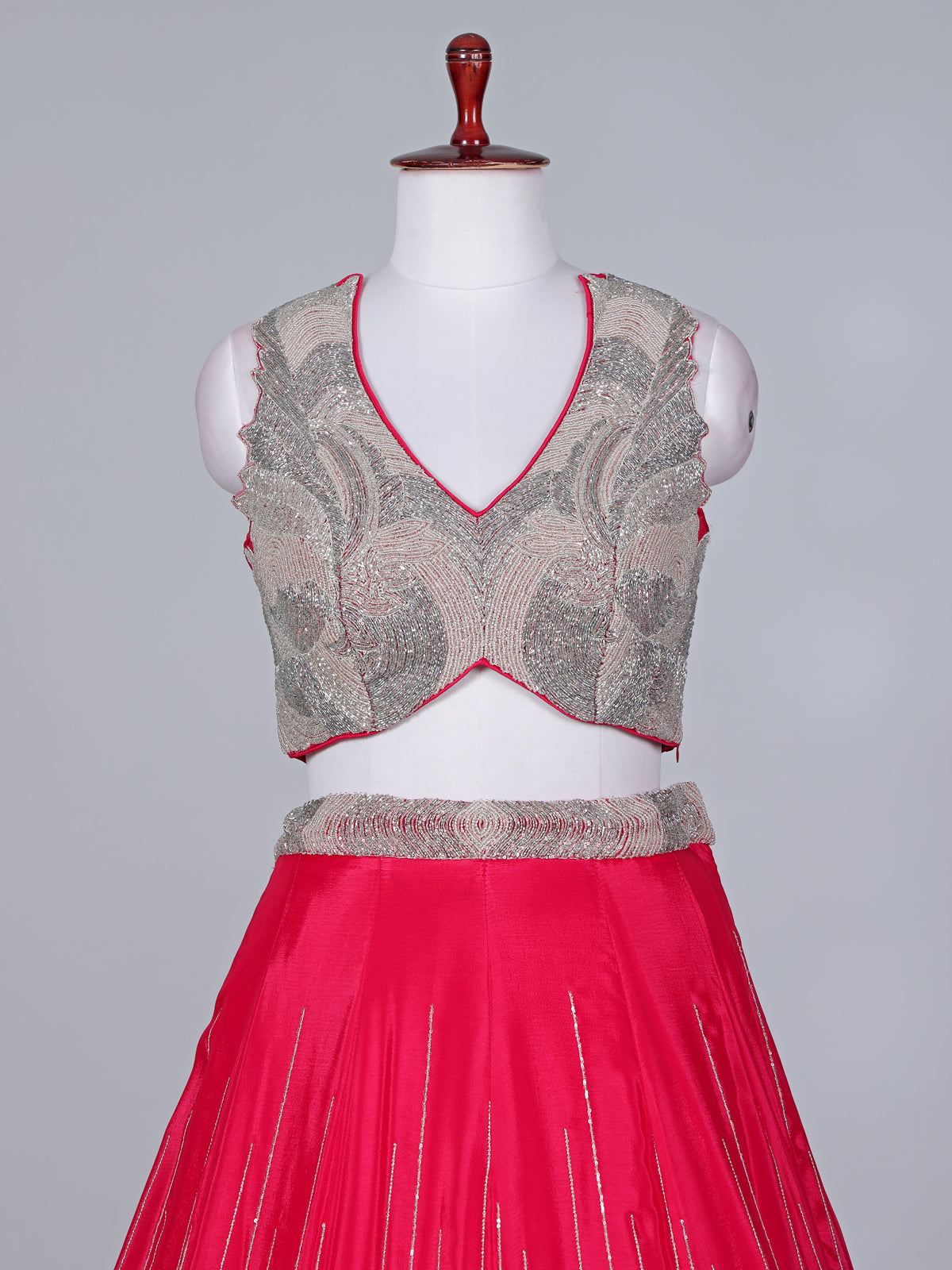 Magenta satin silk designer lehenga choli