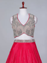 Magenta satin silk designer lehenga choli