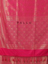 Gajari pink semi silk zari work saree