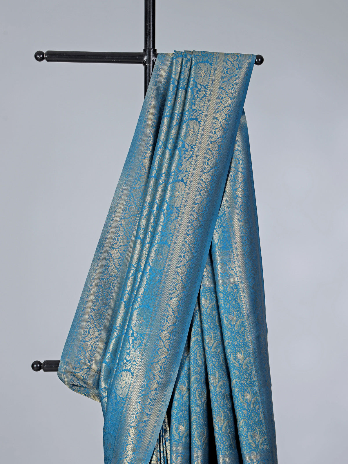 Blue semi silk zari work festive saree