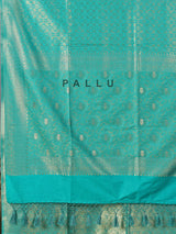 Mint blue semi silk zari work saree