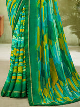 Green classic geometric georgette saree