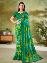 Green classic geometric georgette saree