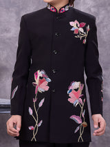 Statement black jacquard stone detailed indowestern