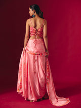 Pink satin silk indo western partywear suit for women