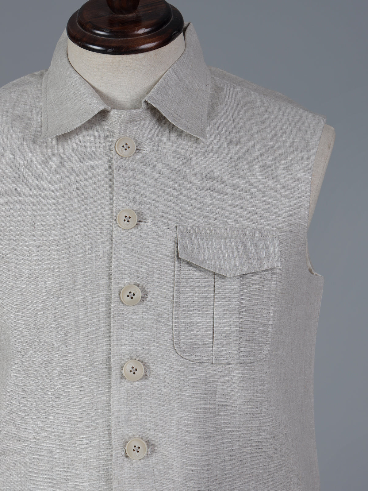 Beige silk three pocket wedding waistcoat