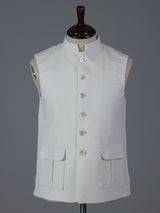Off white cotton two pocket waistcoat