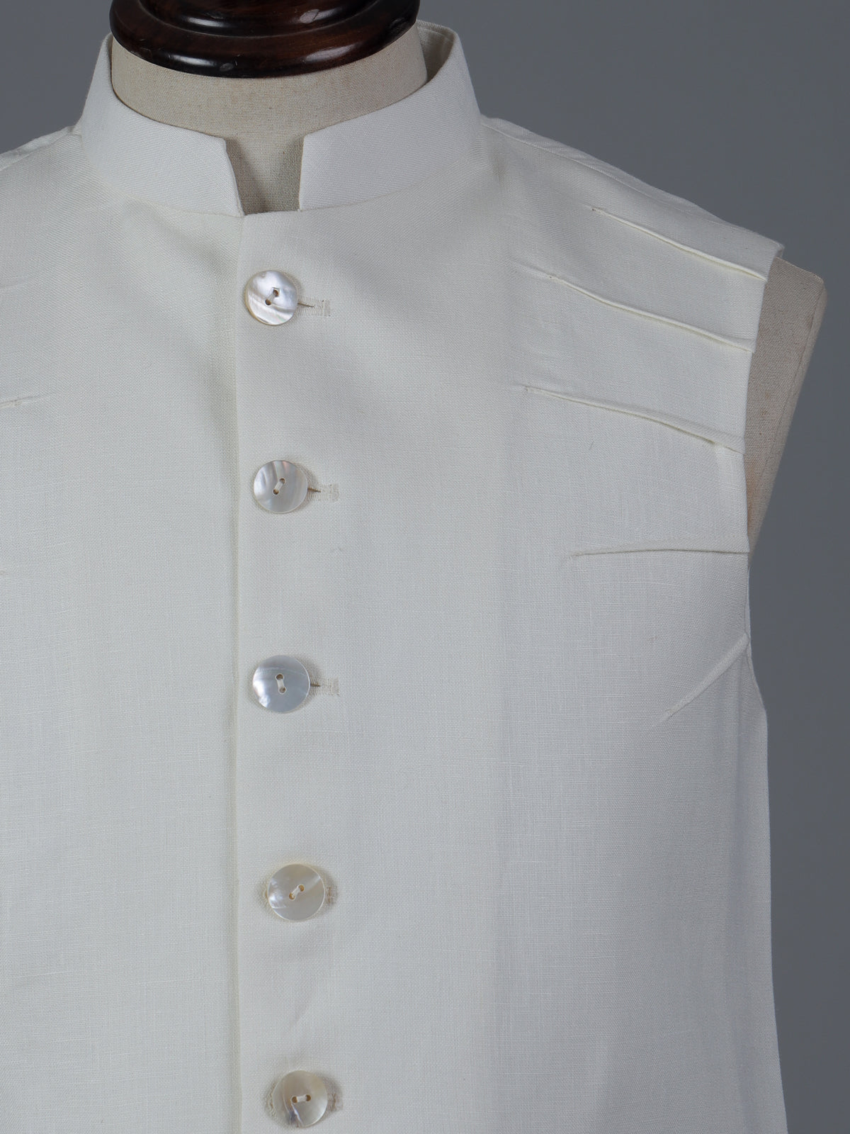 Off white cotton two pocket waistcoat