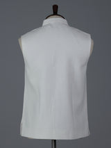 Off white cotton two pocket waistcoat