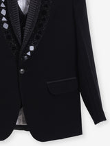 Black coat suit for reception wear in terry rayon