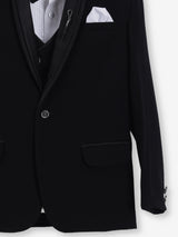 Black terry rayon solid one button boys coat suit