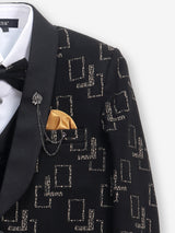 Black party wear coat suit in terry rayon