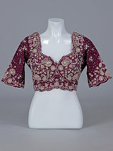 Maroon art silk blouse for wedding wear saree and lehenga