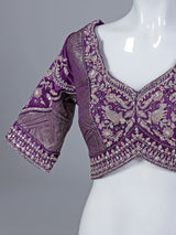 Purple modal silk blouse for wedding wear sarees