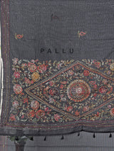 Black cotton silk saree with thread and sequins work
