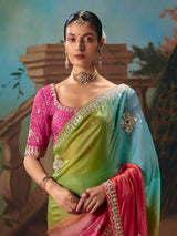 Multicolor shaded fancy tissue silk saree