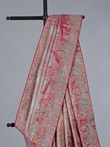 Rani pink semi kanjivaram silk saree with zardosi work