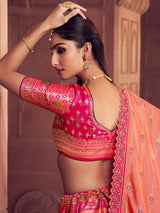 pink wedding wear silk lehenga choli in banarasi silk