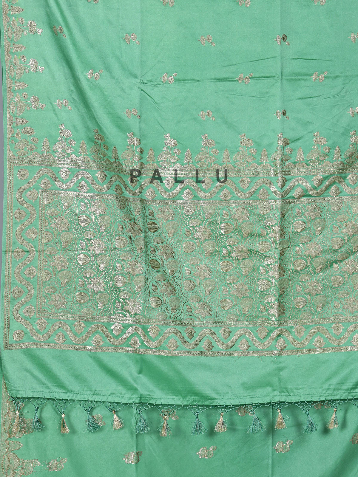 Mint green semi silk saree with zari work