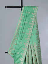 Mint green semi silk saree with zari work