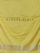 Yellow semi silk saree with classic zari work