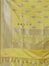 Yellow semi silk saree with classic zari work