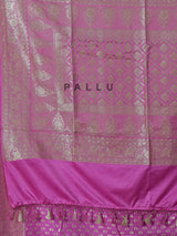 Lavender purple zari work semi silk saree