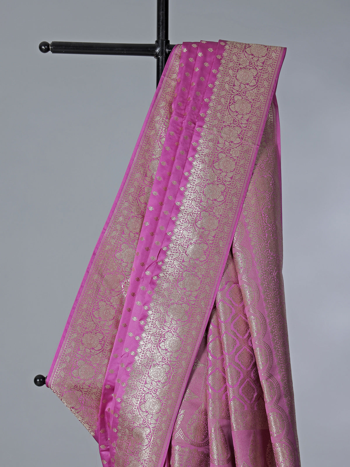 Lavender purple zari work semi silk saree