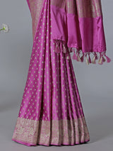 Lavender purple zari work semi silk saree
