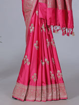 Magenta art silk zari work festive saree
