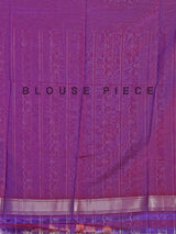 Purple art silk zari contrast border saree