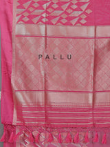 Pink art silk texture zari wedding festive saree
