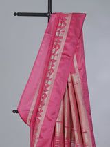 Pink art silk texture zari wedding festive saree