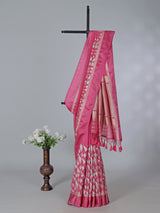 Pink art silk texture zari wedding festive saree