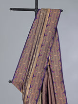 Purple art silk zari butti work saree