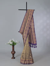 Purple art silk zari butti work saree