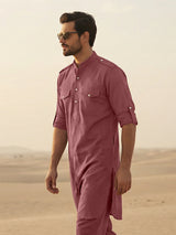 Wine luxurious mandarin collar pathani