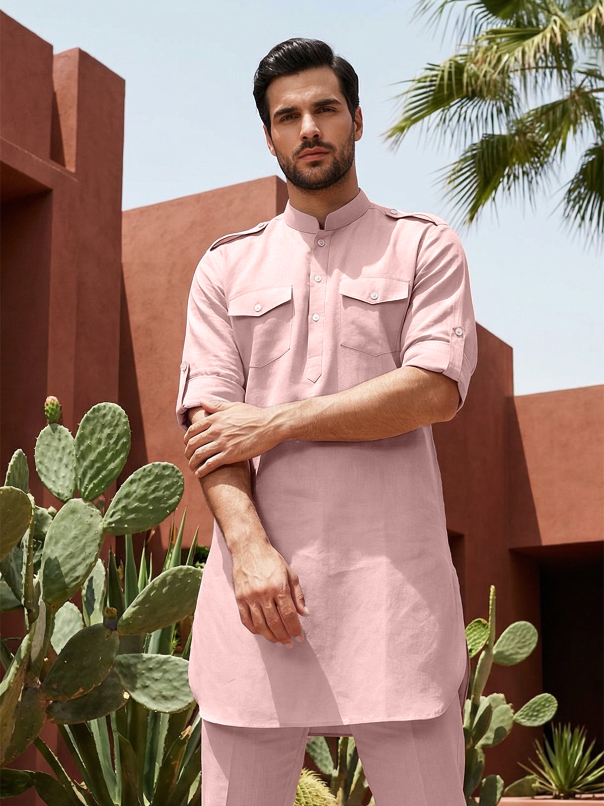 Onion pink elegant mandarin pathani ensemble