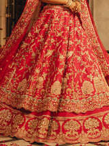 Pink raw silk lehenga choli for brides wear